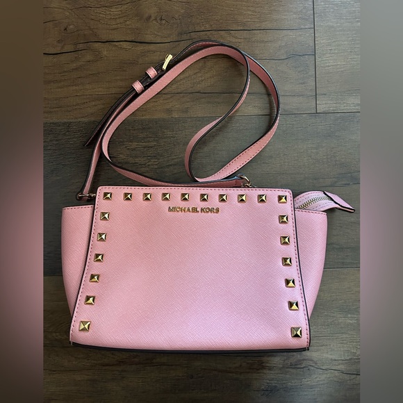 Michael Kors Handbags - Michael Kors Pink Crossbody Bag with Gold Studs